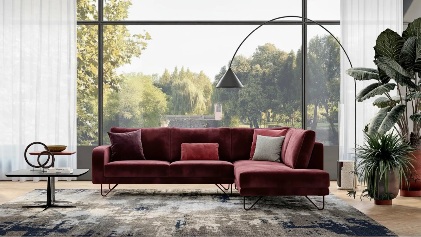 divano in velluto viola