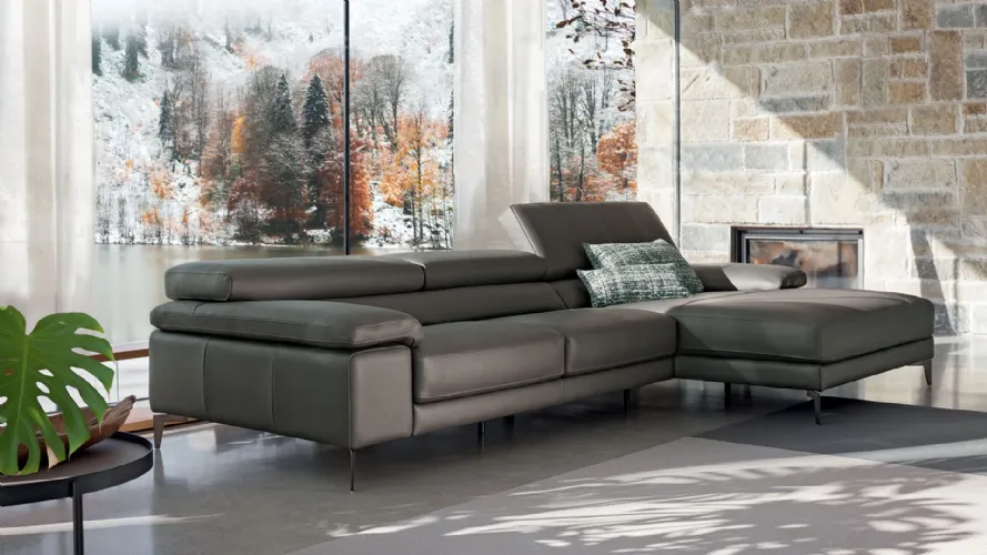 Paris sofa with peninsula and raised backrests