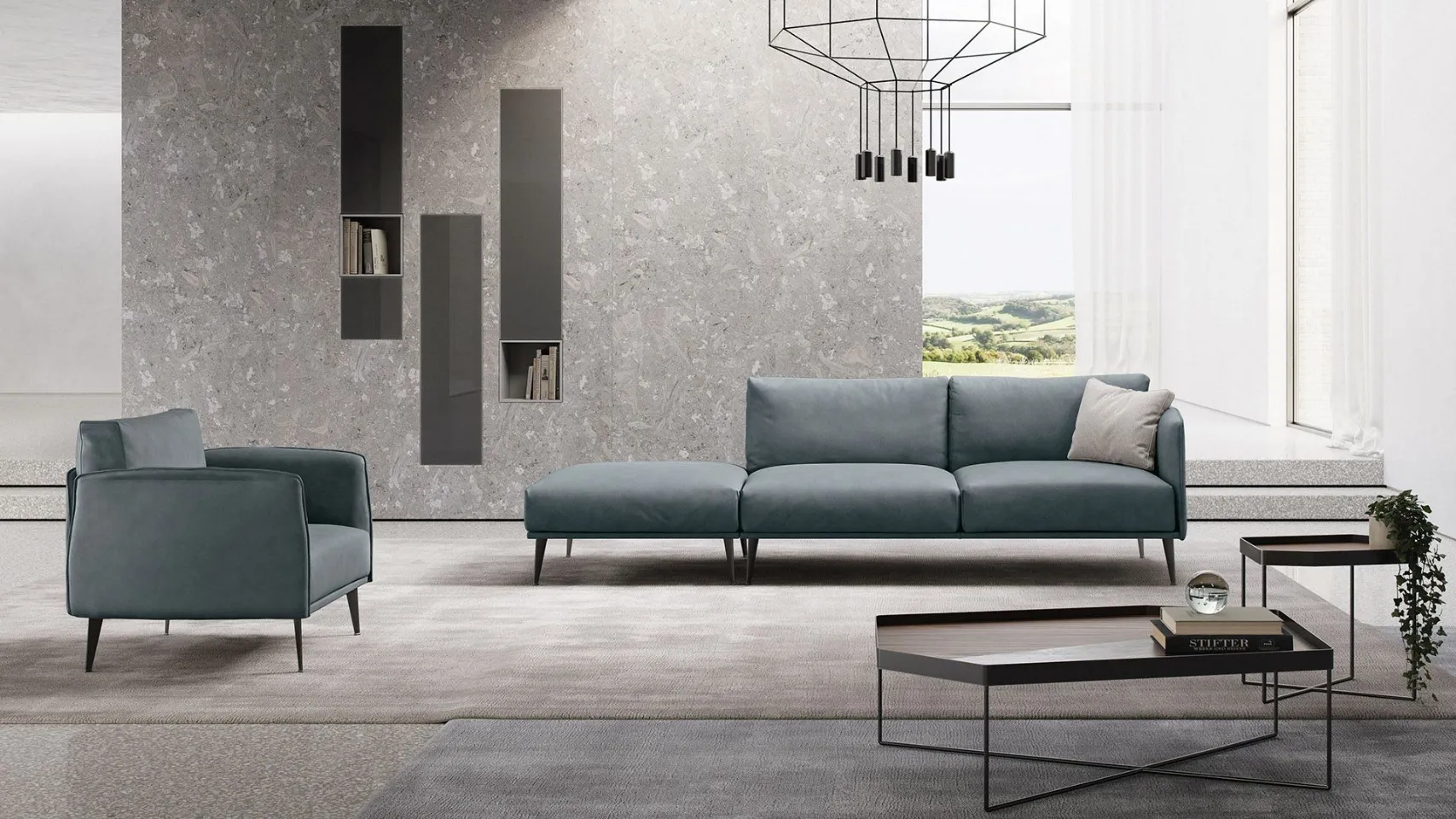 Stuart composizione lineare con pouf