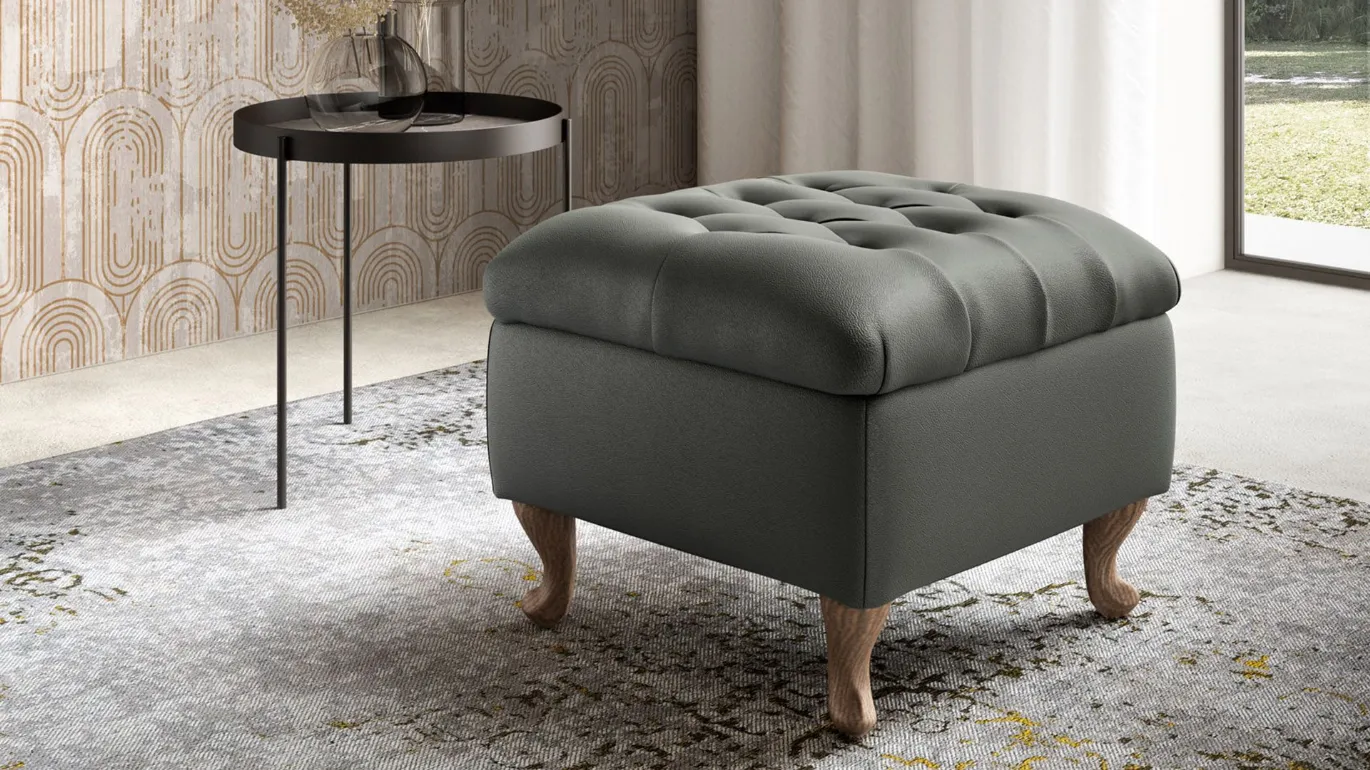 pouf classico in pelle calvin