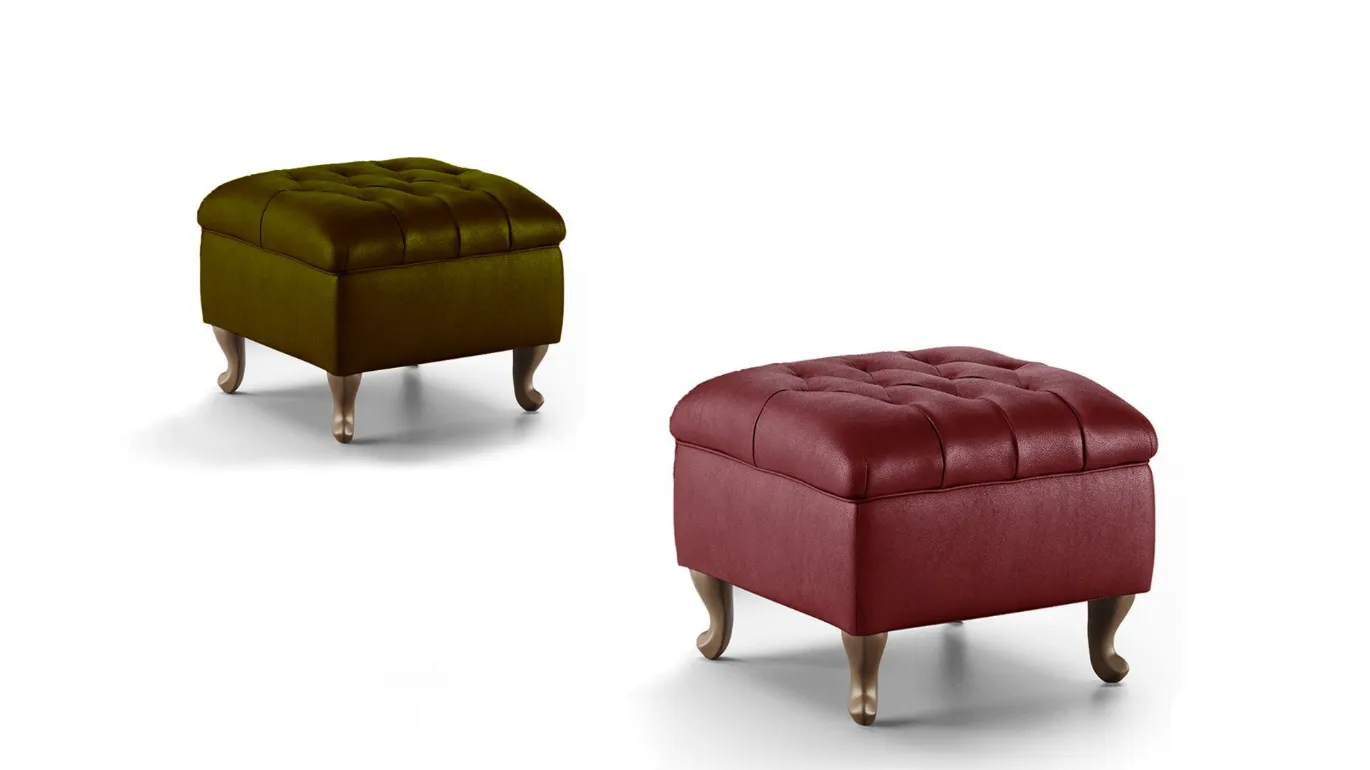 pouf classico in pelle calvin