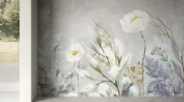 carta da parati con fiori bianchi