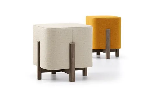  pouf kip in tessuto con base in legno 