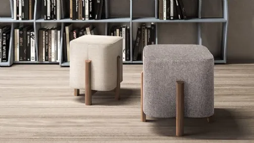   pouf kip in tessuto con base in legno 