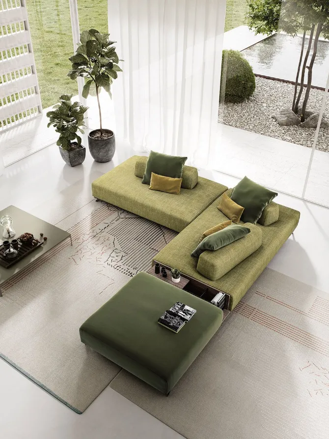 composizione divano modulare verde