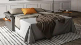 divano letto aperto grigio